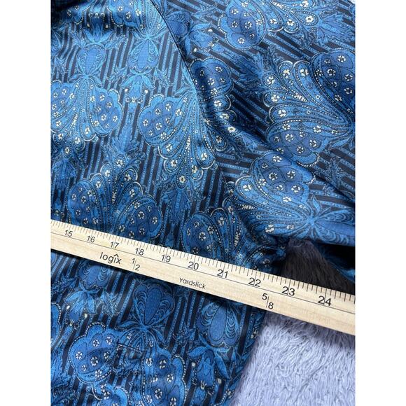 Urban Outfitters Bomber Zip Up Jacket Small Blue Teal Gold Satin Feel‎ Paisley - Picture 7 of 9